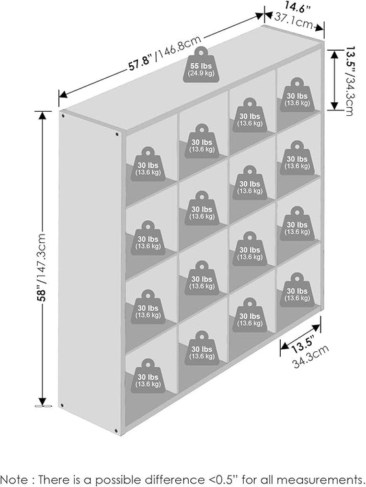 Furinno Cubic Closet Organizers and Storage, 16-Cube Closet Organizer, Open Shelf Closet Storage, Extra Thick Frame for Wardrobe, Bedroom, Living Room, White