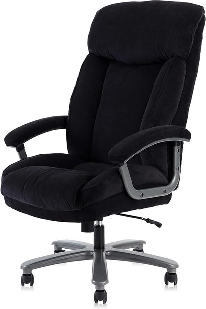 CLATINA Big and Tall Executive Office Chair, Extra Wide Seat, 800 LBS Capacity Heavy Duty Ergonomic Cloth Desk Chair with Wheels and Padded Armrests, High Back Fabric Computer Task Chair, Black