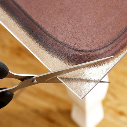 NECAUX Custom Multisize 1.5mm Thick Clear PVC Table Cover Protector - 36 x 108 Inch Kitchen Wood Grain Vinyl Transparent Table Pad for 9 Foot Plastic Protective Dining Room Table/Meeting Table