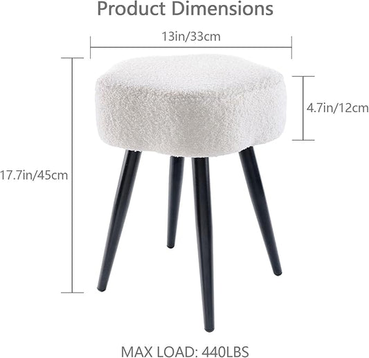 Vanity Stool with Solid Metal Legs, Soft Makeup Stool for Vanity Corner, Morden Footrest Ottoman