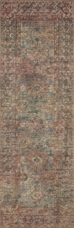 Loloi Amber Lewis Billie Collection BIL-04 Aqua/Rust 2'-6" x 12'-0", 0.19" Thick Runner Rug