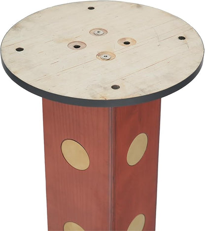Sintered Stone Office Table - 33.5" Round Table for Small Offices (Red Leg and White Top, 1 Table Only)