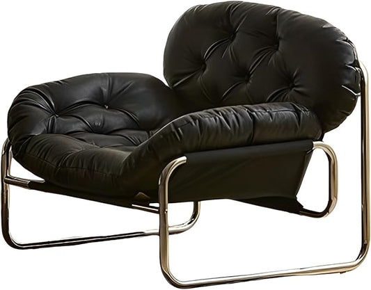 Thick Cushioned Recliner Sofa, Lazy Chair with Upholstery and Footrest, for Living Room, Bedroom, Dorm Black A
