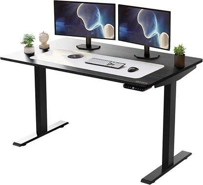 Rise Up Electric Standing Desk Adjustable Height 24-49" Dual Motor One Piece 60x30 Bamboo Large Standing Desk, Sit Stand Desk Rising Desk Home Office