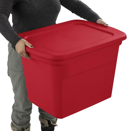 Sterilite Heavy Duty 18 Gallon Stacking Seasonal Storage Tote, Red (24 Pack)