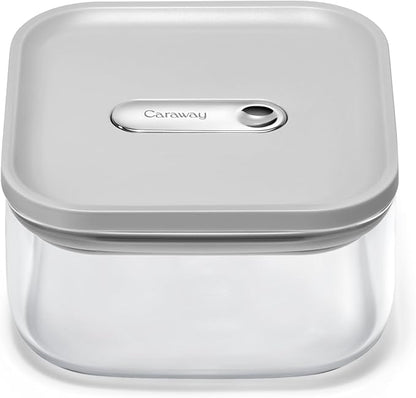 Caraway 1qt Glass Airtight Food Storage Container with Lid – Non-Toxic, BPA-Free Kitchen Storage Container – Stackable, Space-Saving Airtight Container for Dry Goods and More - Gray