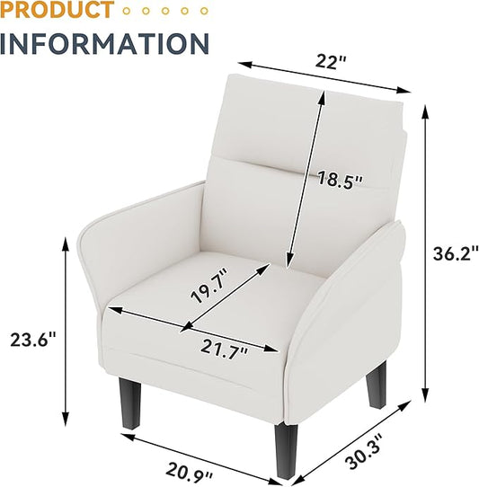 HAOBO Home Modern Accent Chair PU Leather Upholstered Armchair Living Room Chairs Office Chair Leisure Chairs Beige