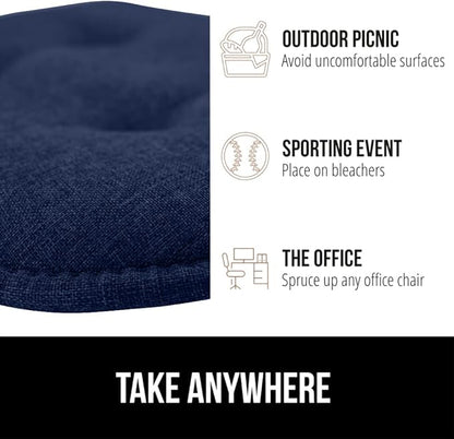 GORILLA GRIP Slip Resistant Tufted Chair Cushions, No Ties Required, Memory Foam Pads for Dining Room Kitchen Table, Office, Rocking Chairs, Plush Seat Cushion Pad, Home Decor, Set of 4, 16x17, Navy