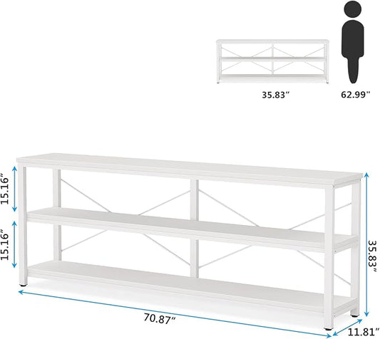Tribesigns 71" Sofa Tables,Extra Long Couch Table, Narrow Long Console Table, Entryway Table,Sofa Table with 3 Tiers Storage Shelves (White)