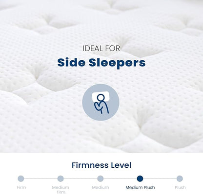 Coolvie 14 Inch King Mattress, Medium Plush Gel Memory Foam Mattress Hybrid, Double Cooling King Size in a Box Euro Top with CertiPUR-US Certified Foam, Supportive Pocket Coil for Motion Isolation