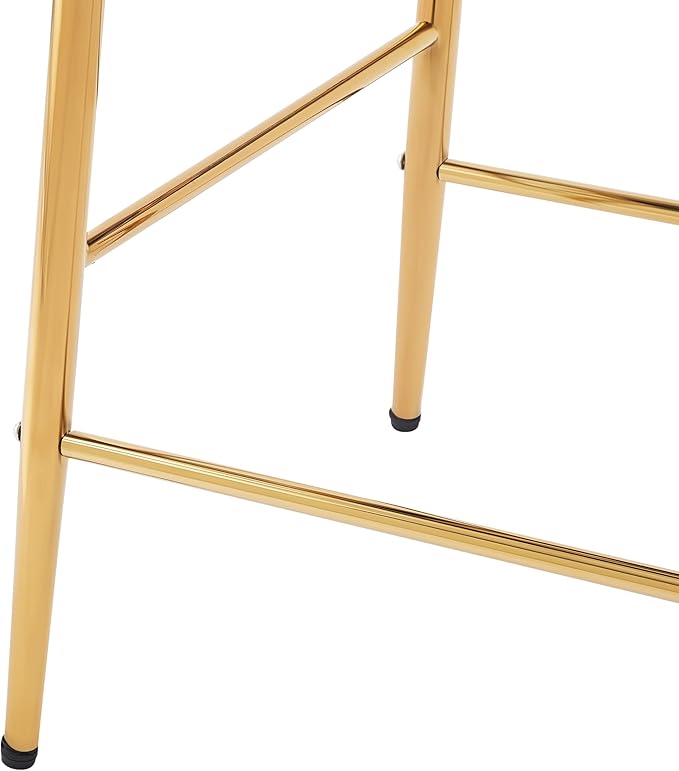 Christopher Knight Home Barrel Counter Stools,Velvet Counter Height Barstools, Modern Luxury Makeup Stool Upholstered Chairs with Gold Legs(Set of 2),Beige