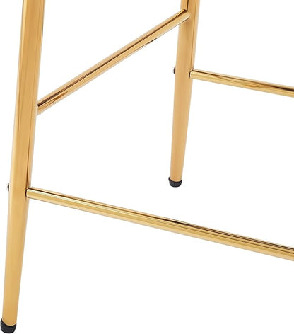 Christopher Knight Home Barrel Counter Stools,Velvet Counter Height Barstools, Modern Luxury Makeup Stool Upholstered Chairs with Gold Legs(Set of 2),Beige