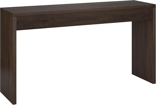 Henn&Hart 55'' Wooden Rectangular Fluted Console Table Entryway Table, Sofa Table for Entryway, Living Room, Couch, Hallway, or Office, Alder Brown