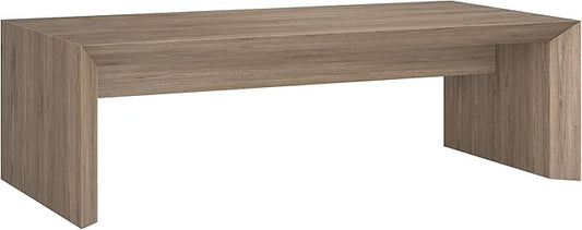 Henn&Hart 48" Rectangular Low-Profile Coffee Table for Living Room, Family Room, or Office, Antiqued Gray Oak
