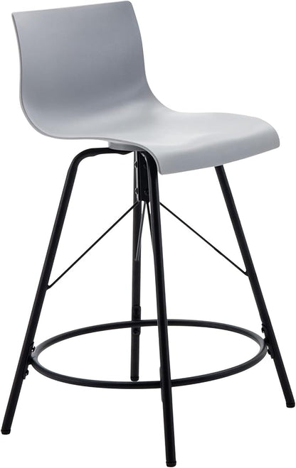 annjoe Swivel Bar Stools Metal Counter Height Stools Plastic Seat Chairs Set of 4 for Indoor Outdoor Home Kitchen Business (24" Gray)