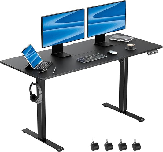 55 x 24 Inch Electric Standing Desk Adjustable Height, Sit Stand Desk, Stand up Desk for Home Office, Computer Workstation (Spliced Desktop,Black)