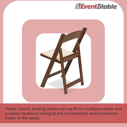 EventStable Titan PRO Resin Folding Chair - Brown with Ivory Indoor/Outdoor Lightweight Folding Chair - Vinyl Padded Foldable Chair for Weddings Parties Events - 4 Pack