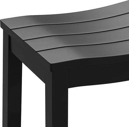 Hillsdale Fiddler Wood Backless Bar Height Stool with Saddle-Style Seat, Black