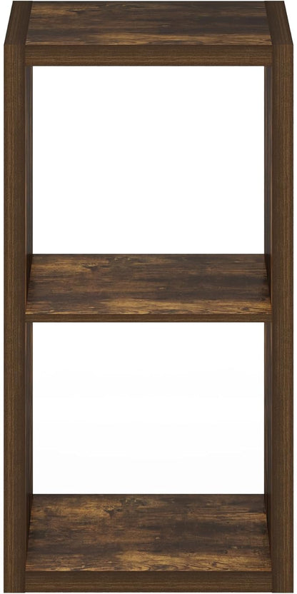 Furinno Cubicle Book Shelf, 2-Cube Thick Frame Bookshelf, Horizontally & Vertically Reversible Bookcase with Open Back, 14.6 x 15.9 x 30, for Living Room, Bedroom, Home Office, Amber Pine