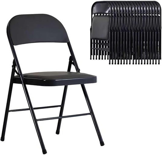 Black Folding Chairs 20 Pack with Padded Cushion and Back, Foldable Outdoor Chairs with 330-LBS Capacity, Portable Heavy Duty Metal Frame Commercial Seat for Party Kitchen Dinning Events Wedding