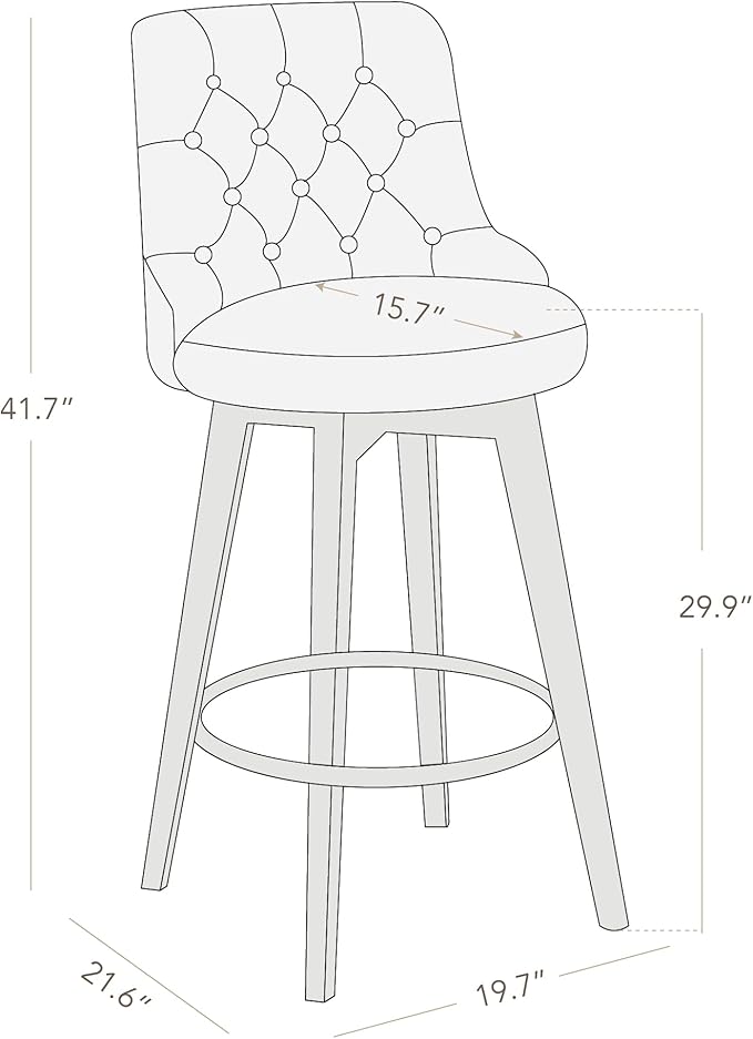 Watson & Whitely Bar Stools, 360° Swivel Upholstered Bar Stool with Back, 30" H Bar Height Barstools, Set of 2, Performance Fabric in Tan