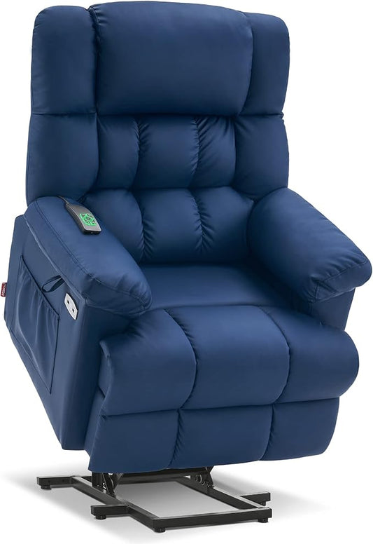 MCombo Power Lift Recliner Chair Sofa with Massage and Heat, Adjustable Headrest, 3 Positions, USB Ports, for Elderly People, Faux Leather 7533