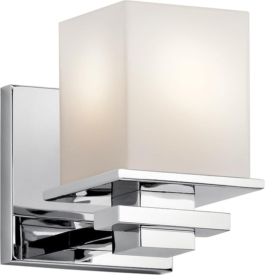 Kichler Tully 6.5" 1 Light Wall Sconce with Satin Etched Cased Opal Glass Chrome