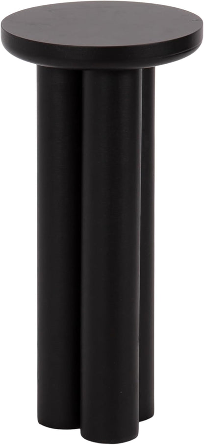 Kate and Laurel Pylar Modern Wooden Drink Table, 10 x 10 x 21, Black, Transitional Mini Table with Chunky Pillar Base for Use as Pedestal Plant Stand Indoors or Small Nightstand Option