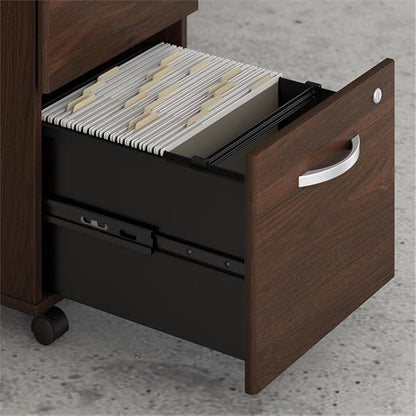 Pemberly Row Engineered Wood 72W x 30D Desk w/Hutch & Drawers in Black Walnut