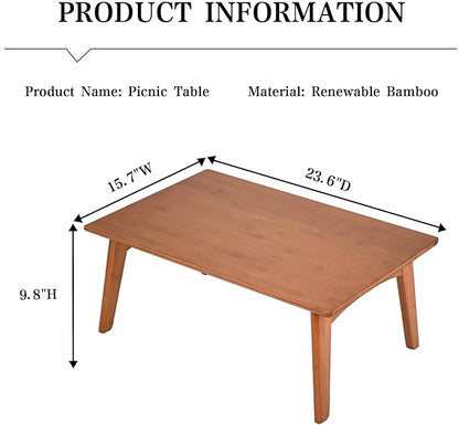 Folding Floor Table Low Coffee Table for Sitting On The Floor Japanese Floor Table No Assembly Tatami FoldableTable for Living Room Home Office (Walnut, Small)