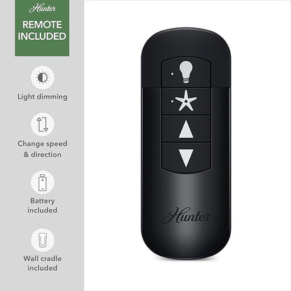 Hunter Fan Company, 51842, 52 inch Hardwick Matte Silver Ceiling Fan with LED Light Kit and Handheld Remote