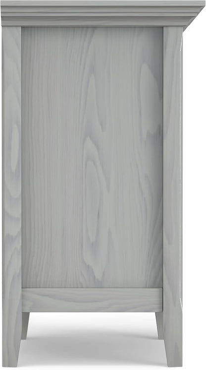 SIMPLIHOME Amherst SOLID WOOD 24 Inch Wide Traditional Bedside Nightstand Table in Fog Grey, For the Living Room and Bedroom