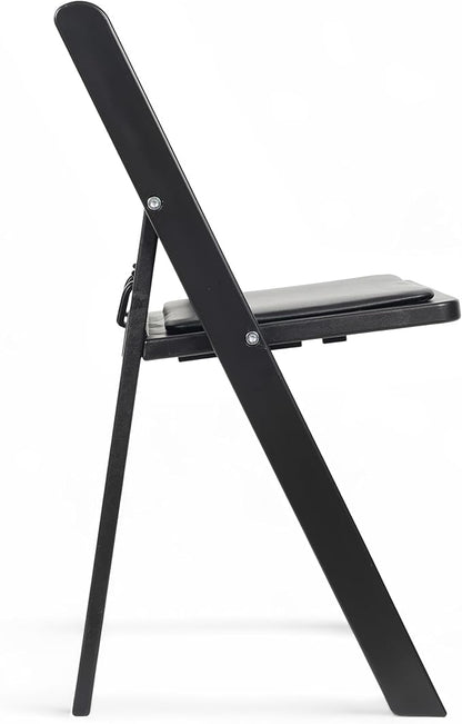 Flash Furniture Hercules Kids Black Resin Folding Chair with Black Vinyl Padded Seat