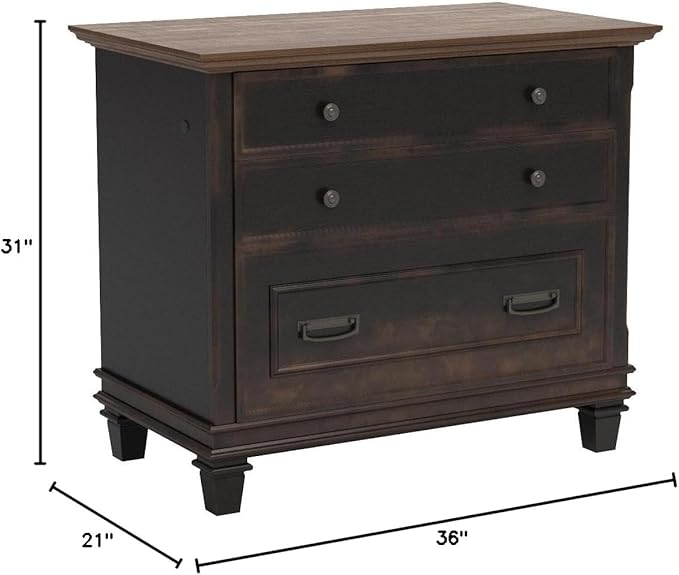 Martin Furniture Hartford Lateral File Cabinet, Brown - Fully Assembled