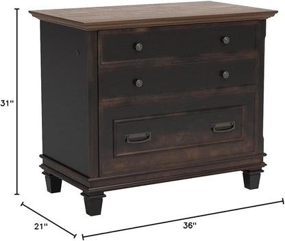 Martin Furniture Hartford Lateral File Cabinet, Brown - Fully Assembled