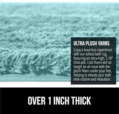 GORILLA GRIP Premium Luxury Bath Rug, 36x24, Absorbent, Soft, Thick Shag, Plush Bathroom Mat Rugs, Machine Washable, Quick Dry, Mats for Shower, Bathtub and Floor Accessories, Spa Blue