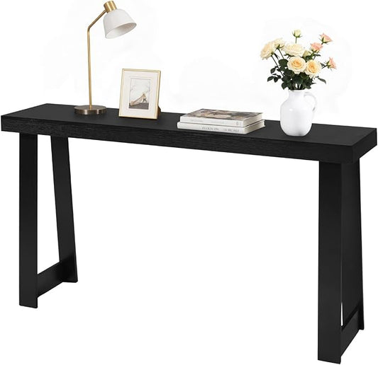 VEVOR 56 in Console Table, Modern Desk Behind The Couch, Wooden Rectangle Entrance Desk, Narrow Long Sofa Table Accent Stand, Ideal for Hallway, Bedroom, Living Room, Foyer, Easy Assembly, Black