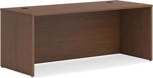 HON MOD Executive Desk 72-Inch Large Computer Desk Shell, Thick Wooden Laminate, Modern Table with Cord Management, 72" W x 30" D x 29" H, Walnut