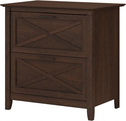Bush Furniture Key West 2 Drawer Lateral File Cabinet in Bing Cherry, Document Storage for Home Office, Accent Chest with Drawers