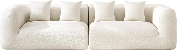 120'' Oversized Sectional Couches for Living Room Boneless Modular Sectional Sofa Plush Chenille Cloud Modular Couch Modern Sectionals with Deep Seat, No Assembly Required, 4 Seater, Beige