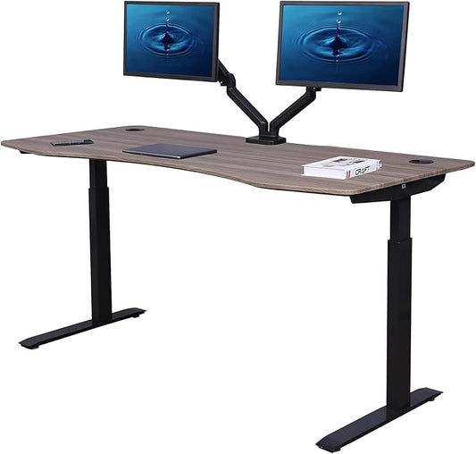 ApexDesk Elite Pro Series 71" x 33" Electric Height Adjustable Stand up Desk, Sit Stand Home Office Desk, Computer Desk - Curved Teakwood