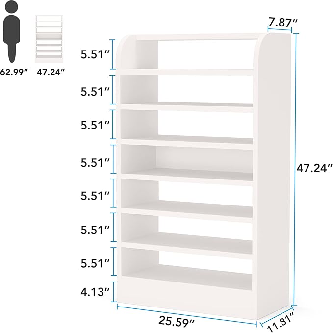 Tribesigns Shoe Rack, 8-Tier Tall Shoe Shelf, Wooden Shoe Storage Cabinet, White