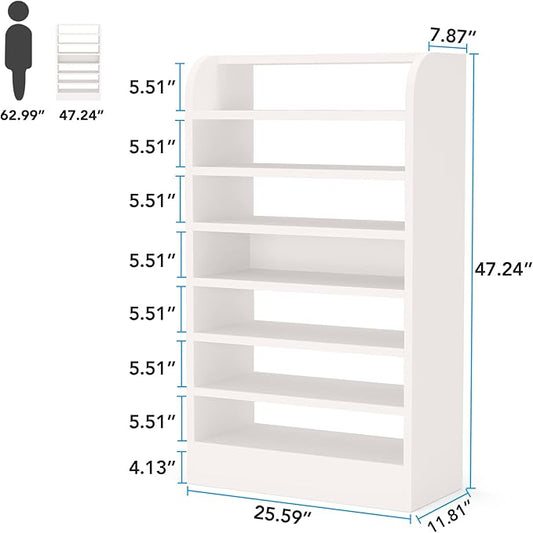 Tribesigns Shoe Rack, 8-Tier Tall Shoe Shelf, Wooden Shoe Storage Cabinet, White