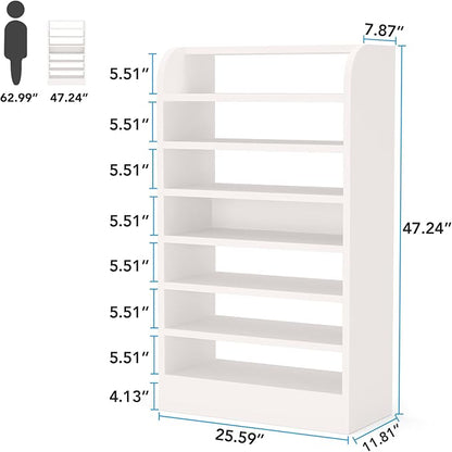 Tribesigns Shoe Rack for Entryway, 8-Tier Tall Shoe Shelf Shoes Storage Organizer, Wooden Shoe Storage Cabinet Shoe Stand for Closet, Hallway, Living Room, 2 Pcs, White