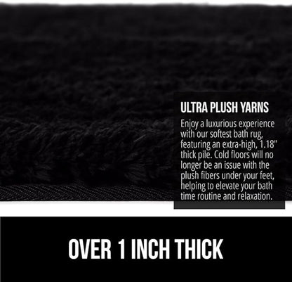 GORILLA GRIP Bathroom Rugs, 30x20, Ultra Soft Absorbent Mat, Thick Plush Bath Rug, Machine Washable, Microfiber Quick Dry, Mats for Shower, Bathtub and Floor, Home Decor Accessories, Black