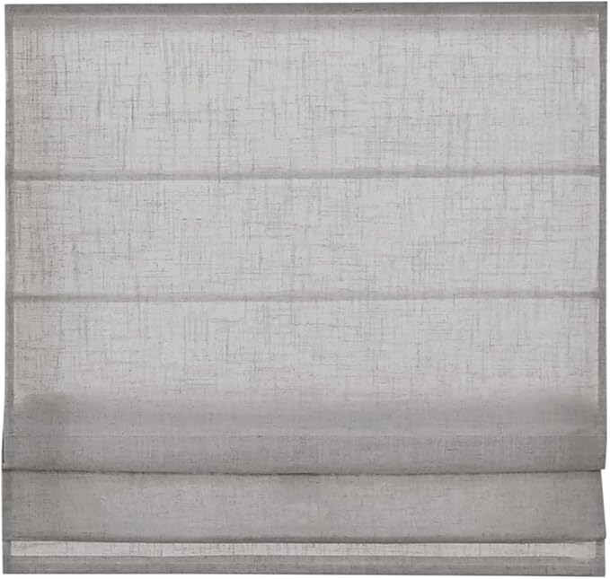 Madison Park Kyler Cordless Roman Shades - Single Panel, Lightweight Linen Blend Fabric, Natural Design, Easy Installation, Light Filtering Window Blind, Bedroom, Living Room Decor 34" W x 64" H Grey