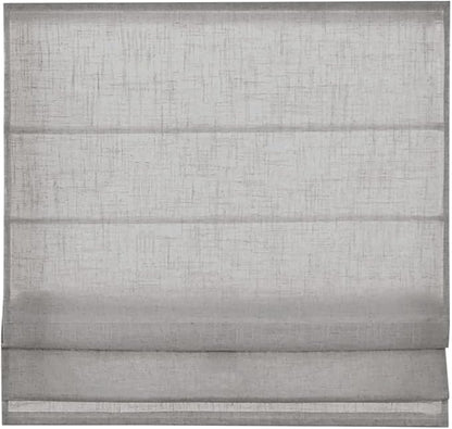 Madison Park Kyler Cordless Roman Shades - Single Panel, Lightweight Linen Blend Fabric, Natural Design, Easy Installation, Light Filtering Window Blind, Bedroom, Living Room Decor 34" W x 64" H Grey