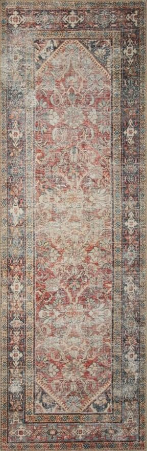 Loloi Amber Lewis Georgie Collection GER-01 Red/Navy 2'-6" x 7'-6", .19" Pile Height, Runner Rug
