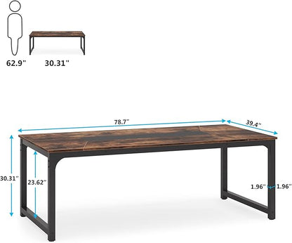 Tribesigns Modern Computer Desk, 78.7 x 39.4 inch X Large Executive Office Desk Computer Table Study Writing Desk Workstation for Home Office,Rustic/Black