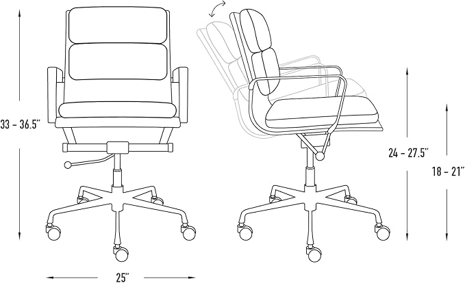 Laura Davidson Furniture SOHO II Padded Management Office Chair - Mid Back Desk Chair with Arm Rest, Swivel & Cushion Availability, Made of Poly-Cotton Fabric, Charcoal Fabric, Computer Chair